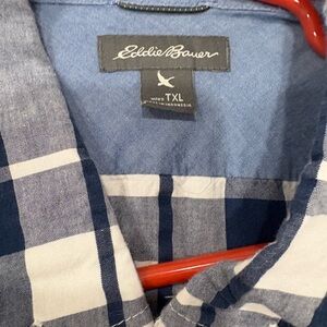 Eddie Bauer Men's Blue Plaid Shirt XLT Mens